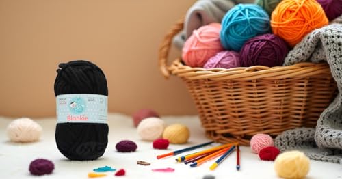 Image of M.G ENTERPRISE Knitting Yarn Thick Chunky Wool, Blankie Black 200 GMS Best Used with Knitting Needles-LO Art-AEII