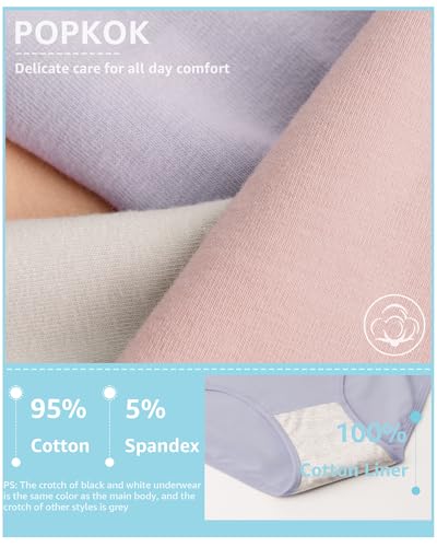 POPKOK Teen Girls Cotton Underwear Mid Waist Brief Panties 6 pack4