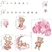 wondever Pink Balloon Bear Wall Stickers Hot Air Balloon Animals Clouds Stars Peel and Stick Wall Art Decals for Baby Nursery Kids Girls Bedroom