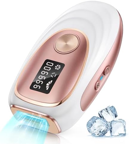 Laser Hair Removal Device, at-Home IPL Hair Removal for Women & Men - Safe 45°F Ice-Cooling Contact for Painless & Long-Lasting Results, 86% Hair Reduction in 3 Weeks for Full Body, Gold/White