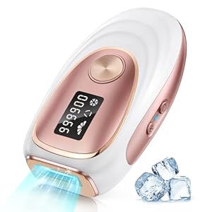 IPL Laser Hair Removal Device for Women & Men – Home 45°F Ice-Cooling Contact for Painless & Long-Lasting Results, 86% Hair Reduction in 3 Weeks for Full Body & Bikini Line, Rose Gold