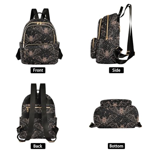 Image of Mini Backpack Gothic Bats Moon Fashion Backpack Purse for Women,Handbag Shoulder Bag Casual Daypack, Ladies Gift for College Work(S)