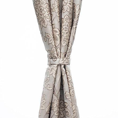 Image of Wakefit Curtains 5 feet Long Set of 2, Window Curtains, Window Curtains 5 feet, Jacquard Curtains, Polyester Curtains (Squash - Floral Light Brown)