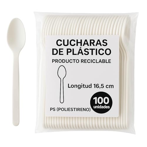 Cucharas Blanco Reutilizable, Cubiertos Extra Resistentes, Cubiertos de plástico, Apto para...