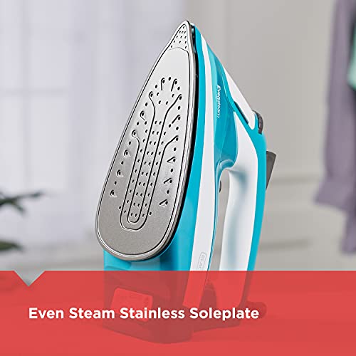 Black+Decker Ir16X One-Step Garment Steam Iron With Stainless Nonstick Soleplate, One Size, Turquoise #TOP3