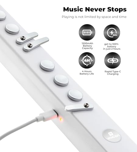 Image of Vangoa MAE-02 Digital Wind Instrument, Professional Electronic Wind Instrument Synthesizer Rechargeable EWI with Wireless MIDI, 3 Fingerings 35 Tones 7 Functions for Beginners Adults Teens, Pure White