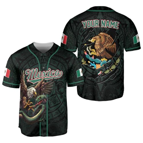 RoyalBro Personalized Mexico Baseball Jersey, Mexican Jersey for Men & Women, Mexican Flag Jersey, Mexico Shirt Camisa (MXC7)