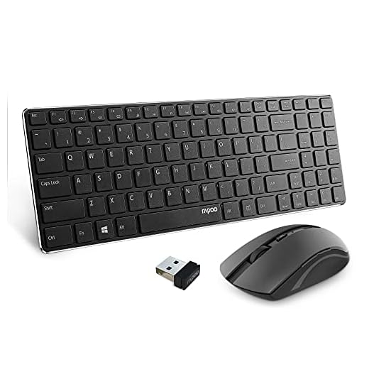 Rapoo Slim Wireless Keyboard and Mute Mouse Combo, 4.9mm Ultra-Thin Lightweight, 2.4GHz Portable Keyboards, 500/1000 DPI Silent Mouse for Computer, Desktop, PC, Notebook, Laptop, Black, 9300T