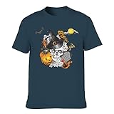 TTSirop - playera de manga corta para hombre, diseño de calavera y sombrero de bruja, Marino, X-Large