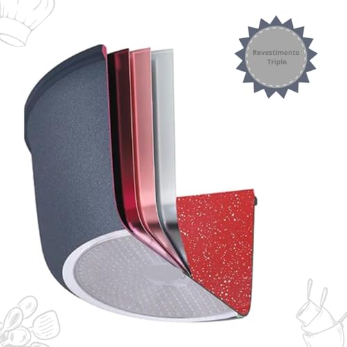 Conjunto de Panelas Antiaderente 5 Peças Cerâmica Com Indução Tampa de Vidro 3,7mm