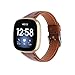 Produktbild Jennyfly Kompatibel mit Fitbit Versa 3/Fitbit Sense Lederbändern, weiches echtes Leder, Ersatzbänder, verstellbar, 14 - 21,6 cm, Armband mit Metallschnalle für Damen und Herren  groß, braun.
