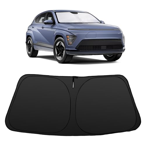 Image of Windshield Sun Shade for Kia Seltos 2021 2022 2023-2026 | Foldable, Full covered for windshield, Block UV Rays, Heat Reduction, Easy to install, Keeps Car Cooler