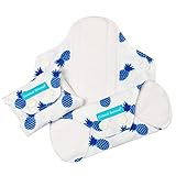 Reusable and Washable Feminine Pads, Regular Absorbency, 3-Pack, Blue Pineapple