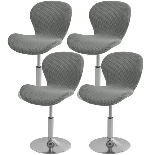 Image of Gollense Bar Stool Covers with Backs, Set of 4 Stretch Jacquard Barstool Seat Covers, Washable Swivel Pub Counter Height Chair Slipcover Protector for Home Kitchen Cafe (Jacquard-Dark Grey)