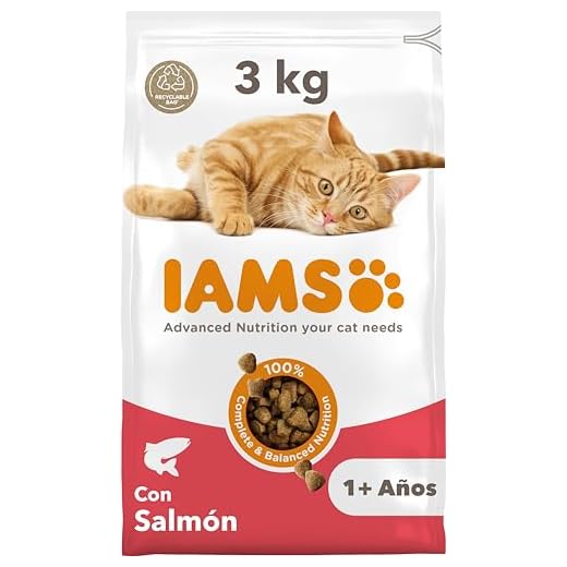 IAMS for Vitality Alimento seco para gatos adultos con salmón (1-6 años), 3 kg