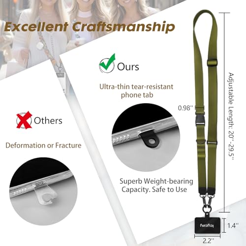 Image of Icycay Phone Lanyard Crossbody Strap Neck Adjustable Teacher Women Green | for Cell Phone Case Keys ID Badges, Anti Theft, Multifuctional, Phone Holder, Travel Hiking Essential Accessories, Gifts