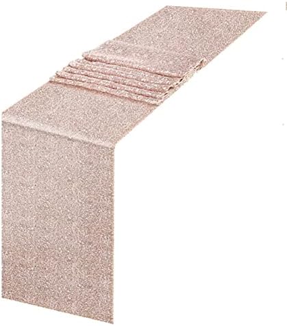 HMQIANG Rose Gold Table Runner 12"x108" Sequin Table Runner Party Decor Glitter Table Linens Runner Sparkly Dinner Party Supplies Fabric for Baby Bridal Shower Holiday Celebrations