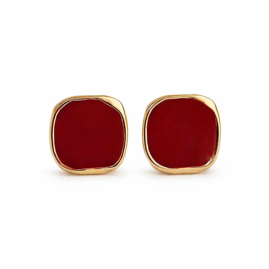 Red Korean Studs Earrings set for Women & Girls Ladies | Western Crystal Earing Pearl AD Diamond | Stylish Ear Rings Jewellery for woman Accessory | Valentine Gift for Girlfriend couple -330-image-23