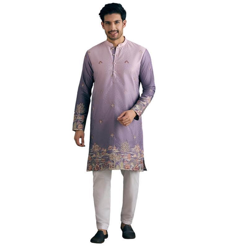 Men's Sequin Embroidered Floral Printed Cotton Kurta | Traditional Ethnic Wear for Festive & Casual Occasions-image-13
