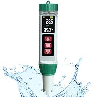 PH Messgerät Wasser, PH/TDS/EC/Salzgehalt/Thermometer 5 in 1 pH Wert Messgerät mit LCD-Display, Automatischer Temperatur Kompensations pH Tester, Hochpräziser Wassertester Ideal für Trinkwasser, Pool