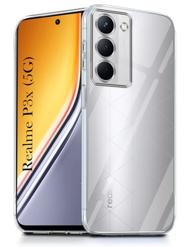 Image of Jkobi Back Cover for Realme P3x (Silicone Clear Shockproof Case with Camera Protection and Dust Plugs | Transparent)