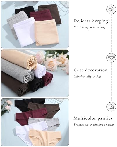 Image of ALL OF SHE Womens Underwear Cotton Hipster Panties Breathable Sexy Cheeky Stretch Soft Ladies Bikini Underwear 6 Pack S-XXL