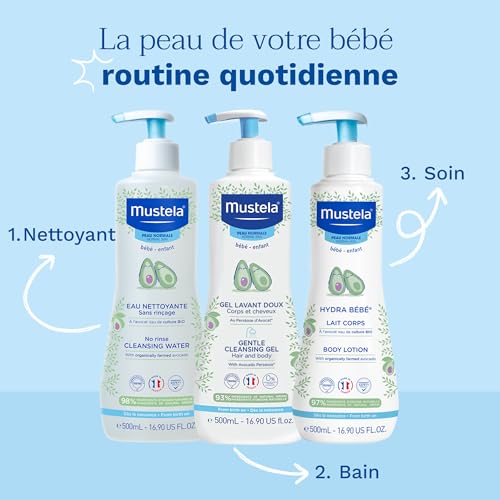 Mustela - Éco-lingettes 3+3 100% Coton Bio - Lingettes Bébé Réutilisables - Texture Double Face pour un Nettoyage Optimal - Composées de Coton Certifié GOTS - Gamme Hygiène Bébé - 3x12 cm et 3x10 cm