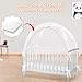 Crib Tent to Keep Baby from Climbing Out - Crib Net to Keep Baby in - Pop Up Breathable Cribs Cover - Canopy with Upgrade Strong Mesh and Durable Zipper (White - Lines, Lager)