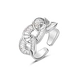 KissYan Silver Ring for Women, White Gold Plated Adjustable Open Chunky Finger Rings Twisted Baguette Band Rings Dainty Cubic Zirconia Jewelry Gifts(28-W)