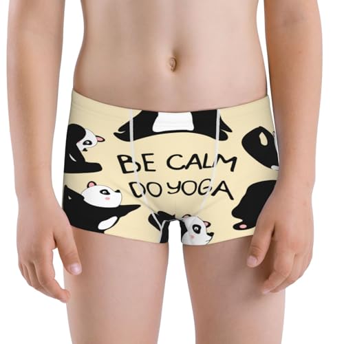 Boys' Cotton Boxer Brief Soft Underwear-Panda Doing Yoga