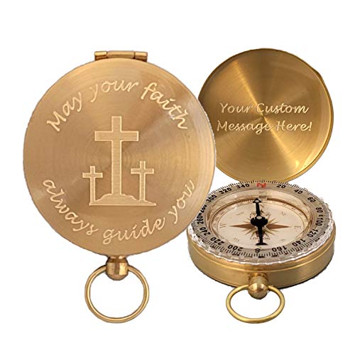 Brújula de latón grabada regalo cristiano personalizado miniatura 4