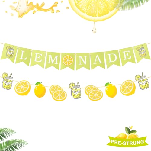 Lemonade Banner for Lemonade Stand Decorations, Lemon Garland Sign Summer Lemon Party Decorations Lemonade Party Supplies Decor