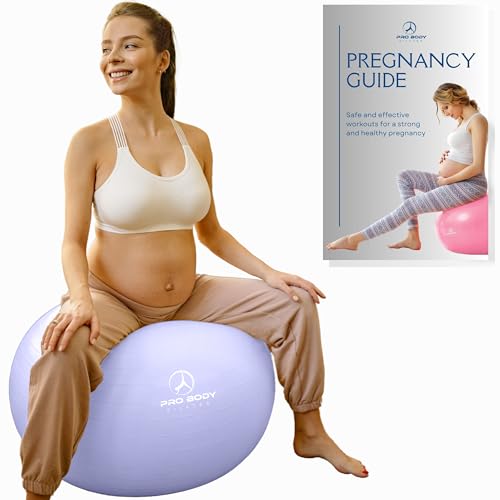 Image of ProBody Pilates Pregnancy Ball - Yoga Ball for Pregnancy with Book, Prenatal, Labor & Postnatal Maternity Exercise