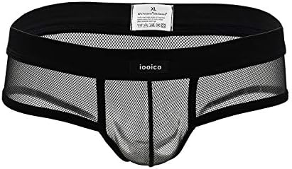 iooicoMen's Underwear, Soft Mesh Thongs G-Strings See-Through Briefs Black XS (10M)
