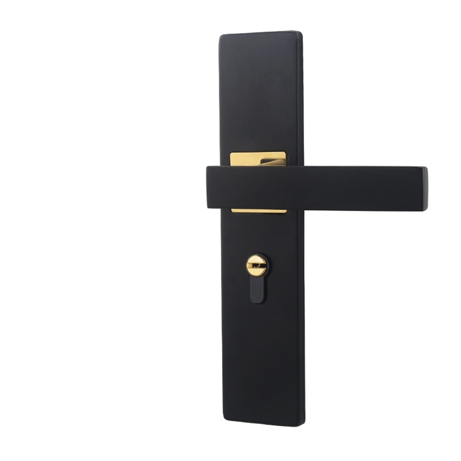 Serrure de porte noire silencieuse style ancien et finitions dorées