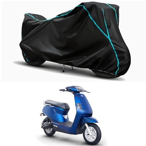 Image of Waterproof Bike Body Cover Compatible for | BGa B8 Lithium Ion | Taffeta Fabric, Sky Piping Design, Bottom Elastic Fit | Dustproof, Sun UV & Rain Protection for All Weather.