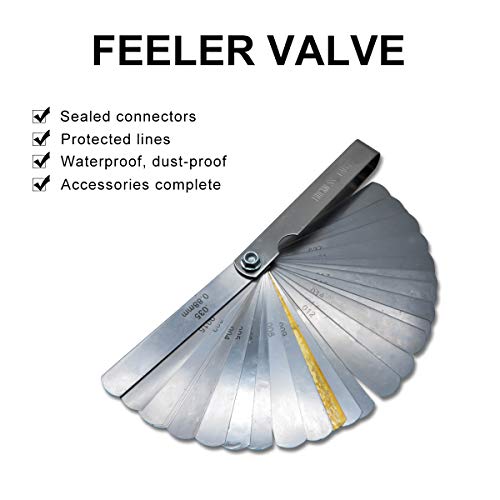 Riloer Feeler Gauge mit 32-Blatt- und 1er-Pack Offset Feeler Gauge mit 16-Blatt, Gauge Dual Marked Metric und Imperial Gap Measuring Tool