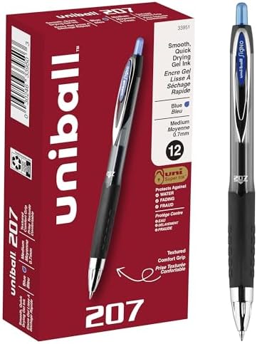 Signo Gel 207 Roller Ball Retractable Gel Pen, Blue Ink, 0.7MM, D...