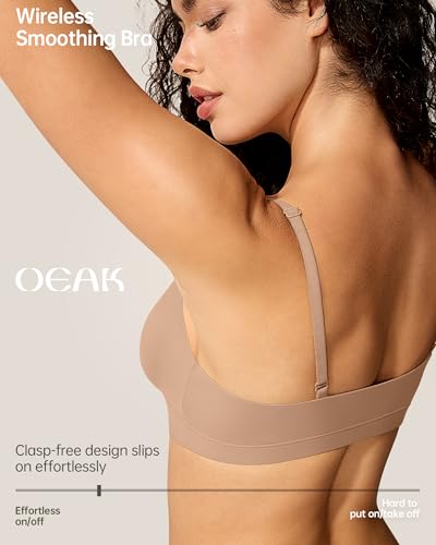 OEAK Womens Comfortable Triangle Bras No Underwire Sexy Plunge Unlined Bralette Pull On Bra Seamless Everyday Tshirt Bras3