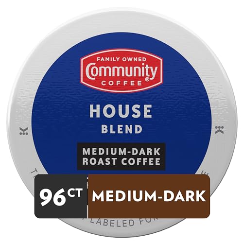 Image of Community Coffee House Blend 96 Count Coffee Pods, Medium Dark Roast, Compatible with Keurig 2.0 K-Cup Brewers, 24 Count (Pack of 4)