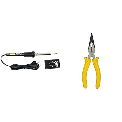 STANLEY 69-031B Round 30W Corded Soldering Iron with STANLEY 70-462 6-inch Sturdy Steel Long Nose Plier