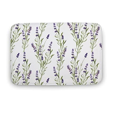 LTAETHC Lavender Flowers Watercolor Bath Mat, Romantic Spring Floral Absorbent Shaggy Bathroom Mat Rug, Non Slip Microfiber Shower Rug Plush Thick Floor Mat for TubShower - 20" x 31.5" Cover