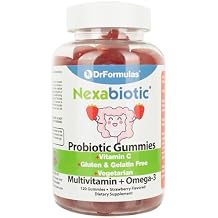 DrFormulas Multivitamin Gummies with Omega 3 and Probiotics for Kids and Adults with Vitamin C | Nexabiotic with Vitamin A, C, D3, E, B6, B12, and Zinc, Biotin, Folate | Halal Vegetarian, 120 Count