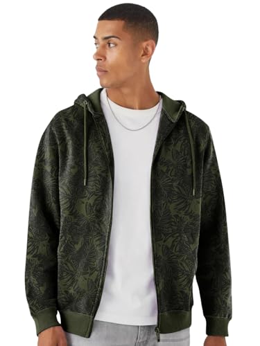 Image of Urbano Fashion Men's Cotton Regular Fit Printed Full Sleeve Casual Hooded Winterwear Sweatshirt