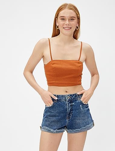 Koton Kadın U Yaka Askılı Atlet, Kahvrengi (501), 36 - Görsel 3