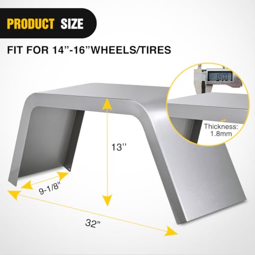 Image of Nilight Square Trailer Fenders Single Axle Mud Guards 14 to 16 in Wheels