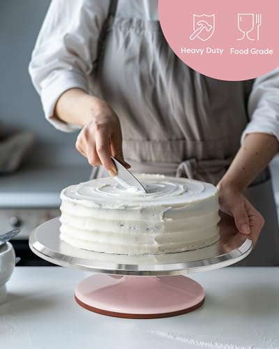 Image of Kootek Aluminium Alloy Revolving Cake Stand 12 Inch Rotating Cake Turntable for Cake, Cupcake Decorating Supplies for Mother's Day