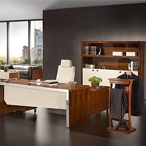 WPPTNSFY Suit Stands Butler Clothing Racks Wood Suit Valet Stand Clothes Rack with Base Floor Standing Suit Hanger Rack for Office Living Room Bed Room 44.4X30X112.2CM (A)