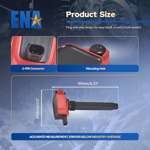Ignition Coil Pack 6 for 3.6 V6 Compatible with Ram Chrysler Jeep Dodge Durango 300 Town Country Grand Cherokee Wrangler Charger Journey 2011 2012 2013 2014 2015 2016 Coils for UF648 - Red by ENA - Image 6