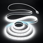 Aclorol USB Led Light Strip 1M COB Strip Lights 5V Daylight Cold White 6000K 3.28FT 320Leds Flexible TV Led Lights USB Powered 1M for Under Cabinet Kitchen Living Room Shelving or Displays